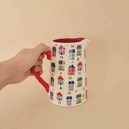 Traditional Christmas Village Flower Vase - Christmas Gift for Her