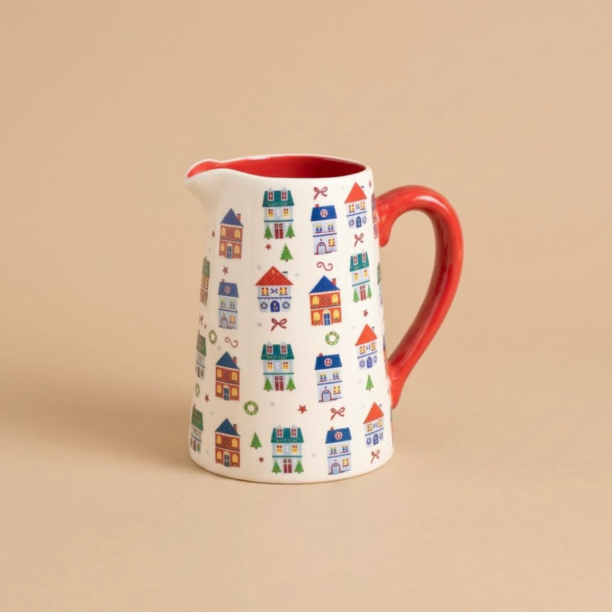 Traditional Christmas Village Flower Vase - Christmas Gift for Her