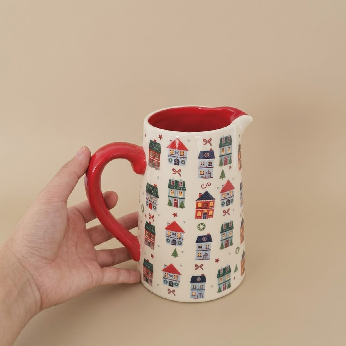 Traditional Christmas Village Flower Vase - Christmas Gift for Her