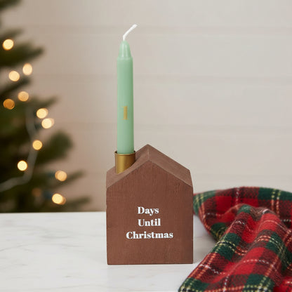 24 Christmas Advent Candles with Wooden Advent Calendar Candle Holder