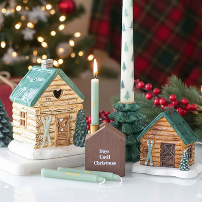24 Christmas Advent Candles with Wooden Advent Calendar Candle Holder