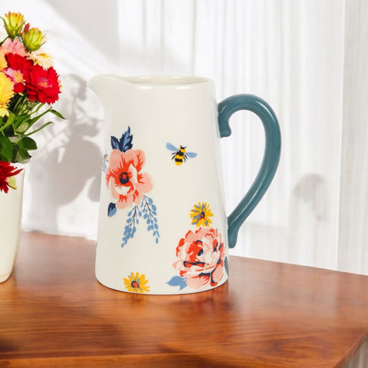 Floral Flower Jug - Floral Flower Vase Jug - Flower Gifts for Her - Flower Jug Vase