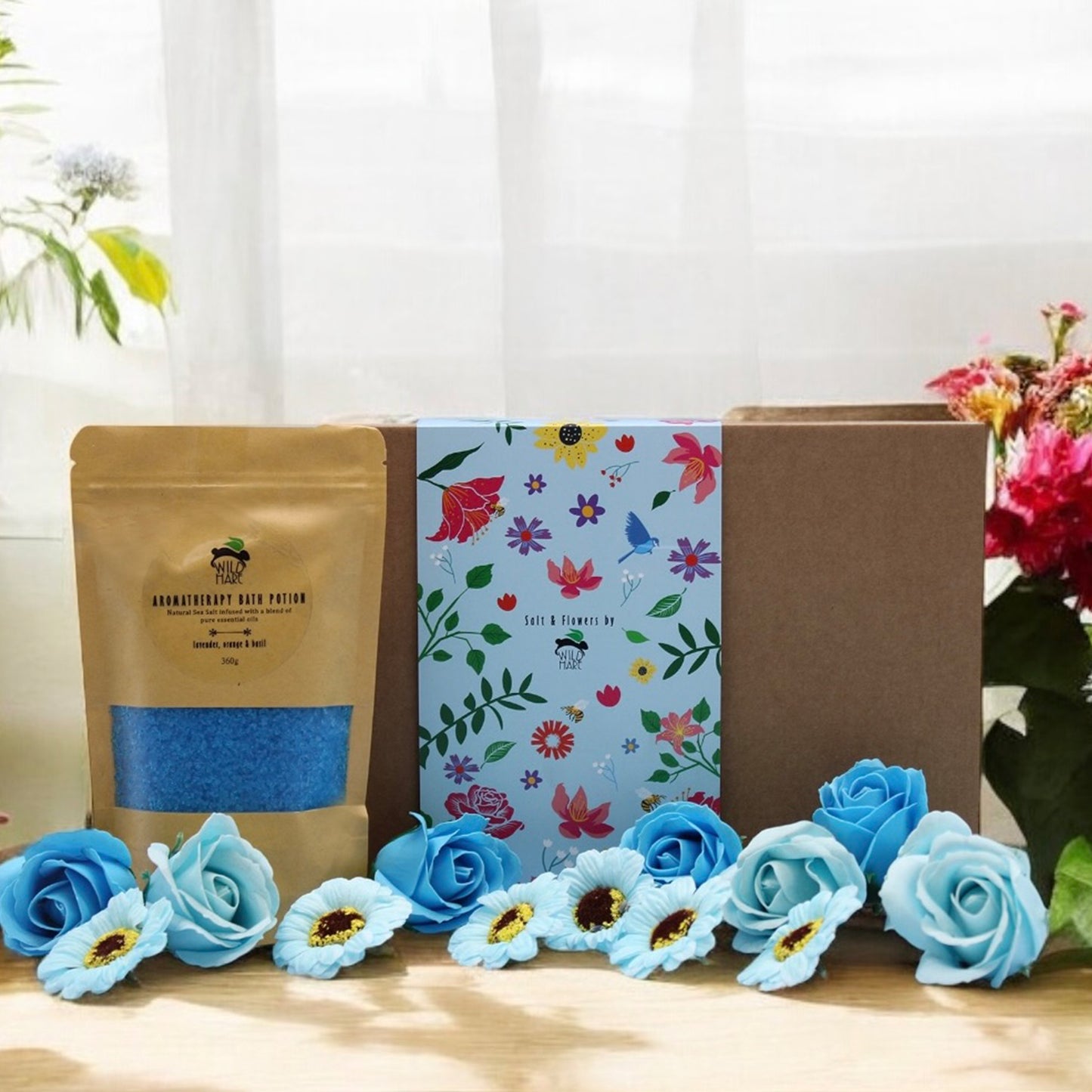 Bath Flower Gift Set for Her - Floral Bath Bomb Gift Set