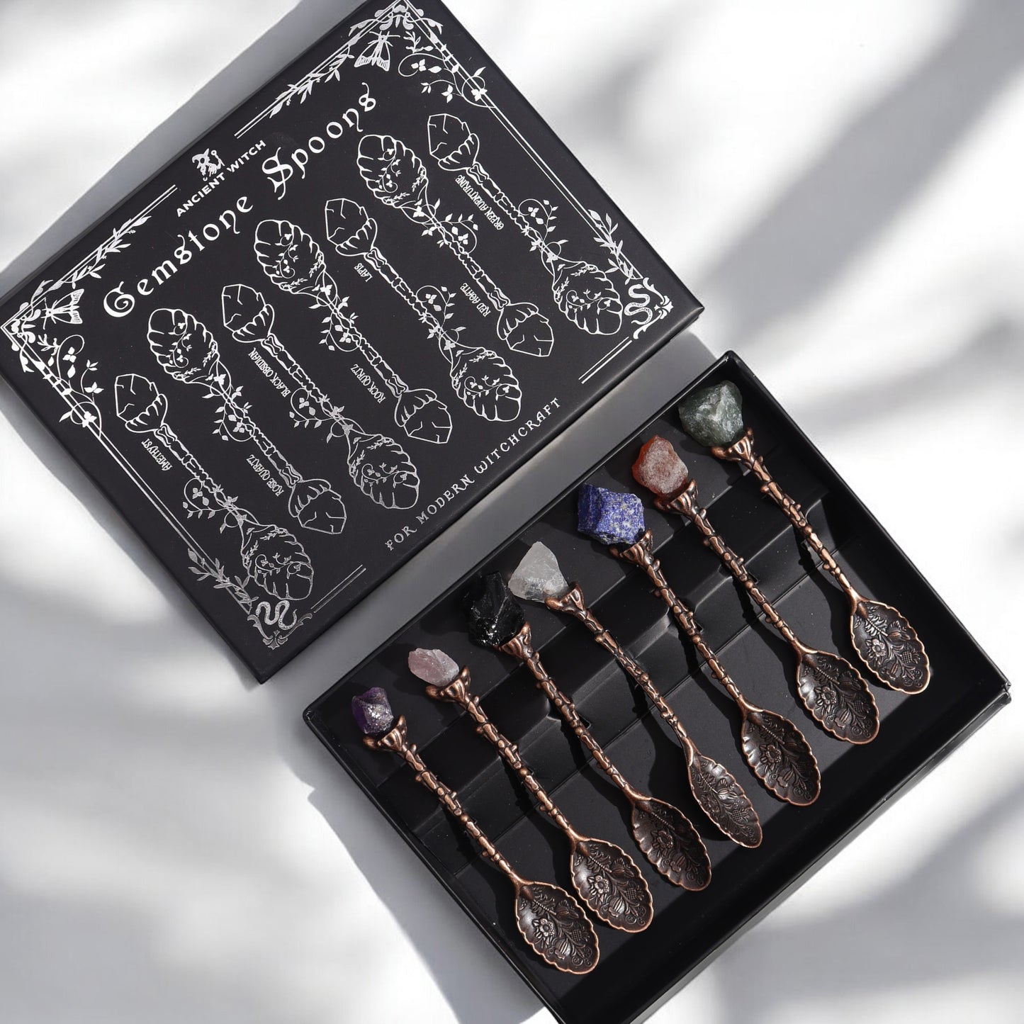 Victorian Crystal Gemstone Spoon Set – Decorative Metal Spoons