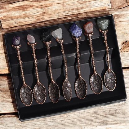 Victorian Crystal Gemstone Spoon Set – Decorative Metal Spoons