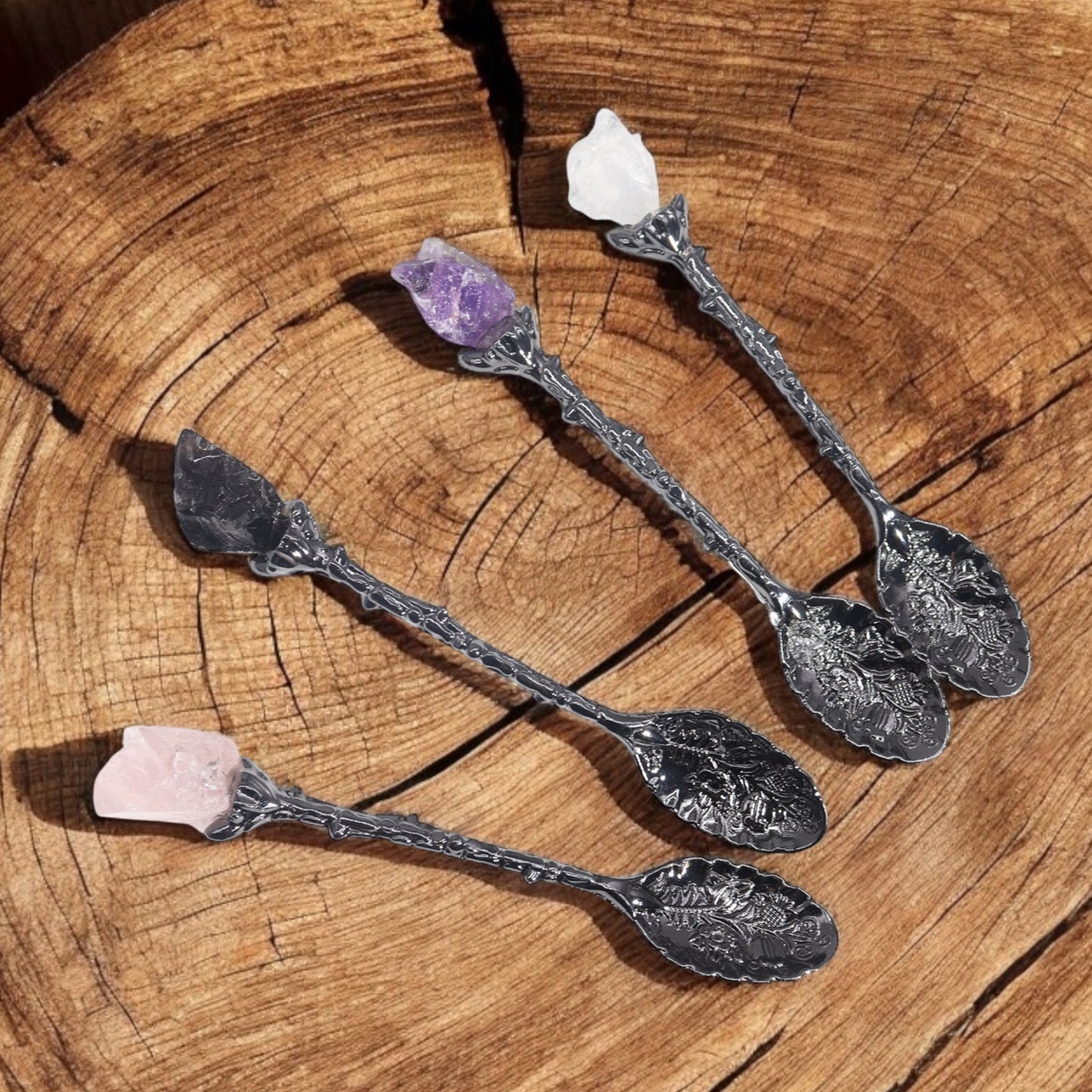 Victorian Crystal Gemstone Spoon Set – Decorative Metal Spoons