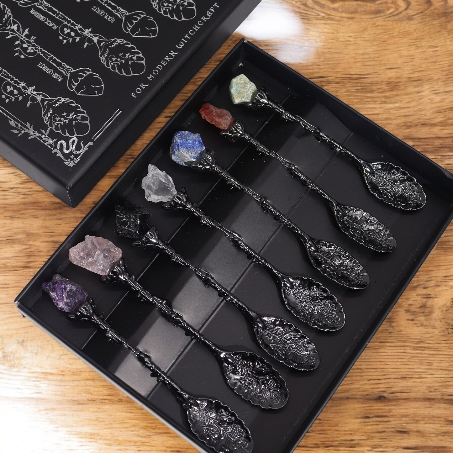 Victorian Crystal Gemstone Spoon Set – Decorative Metal Spoons