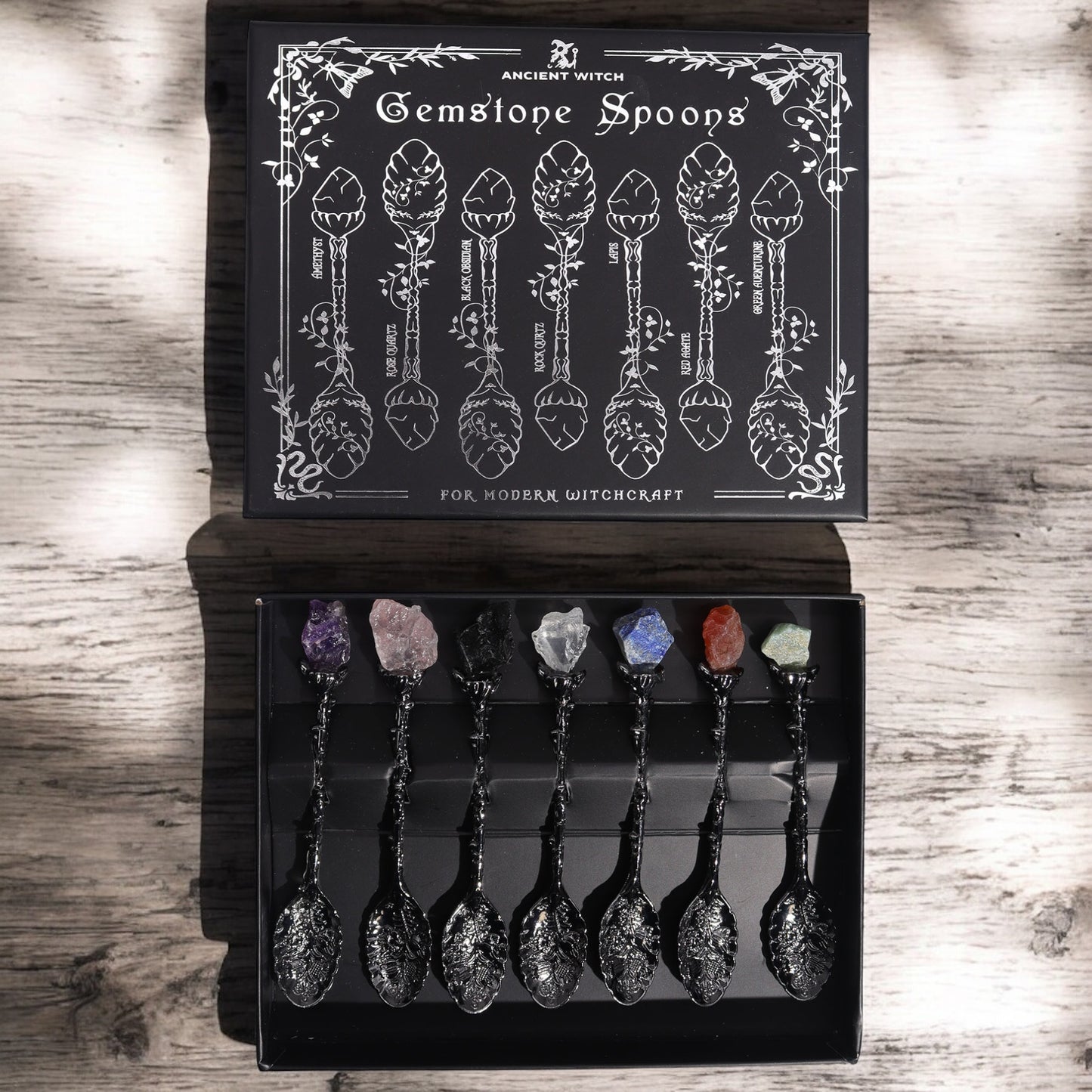 Victorian Crystal Gemstone Spoon Set – Decorative Metal Spoons