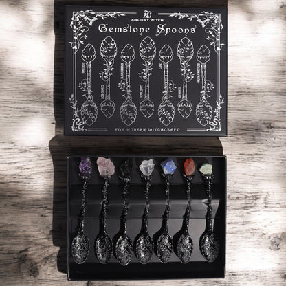 Victorian Crystal Gemstone Spoon Set – Decorative Metal Spoons