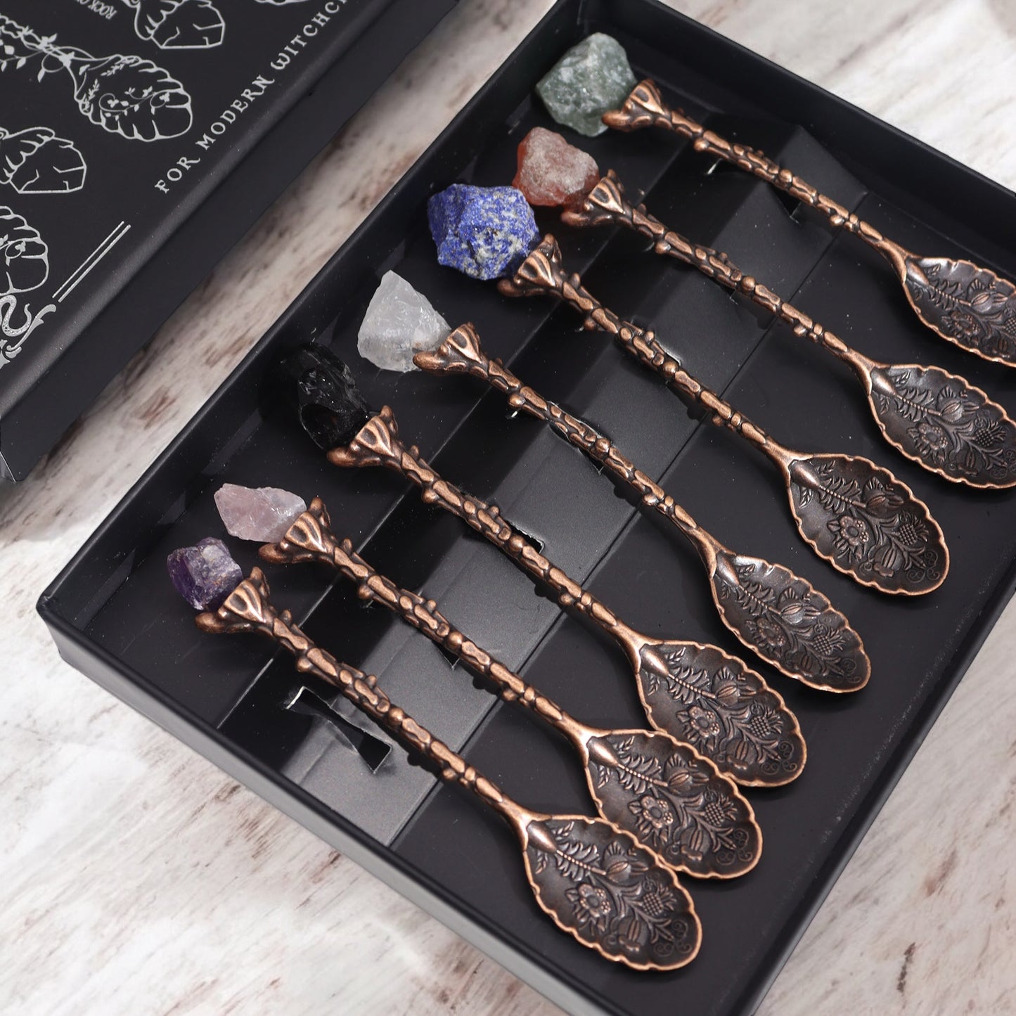Victorian Crystal Gemstone Spoon Set – Decorative Metal Spoons