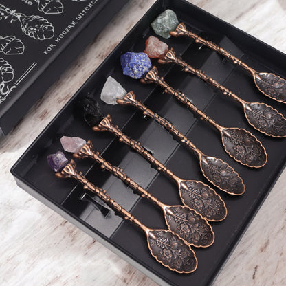 Victorian Crystal Gemstone Spoon Set – Decorative Metal Spoons
