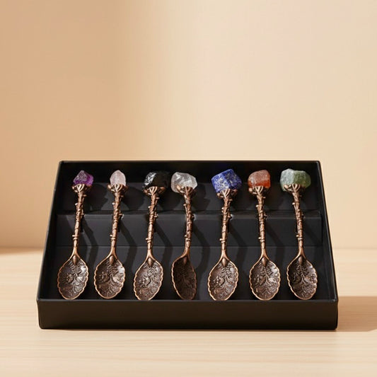 Victorian Crystal Gemstone Spoon Set – Decorative Metal Spoons