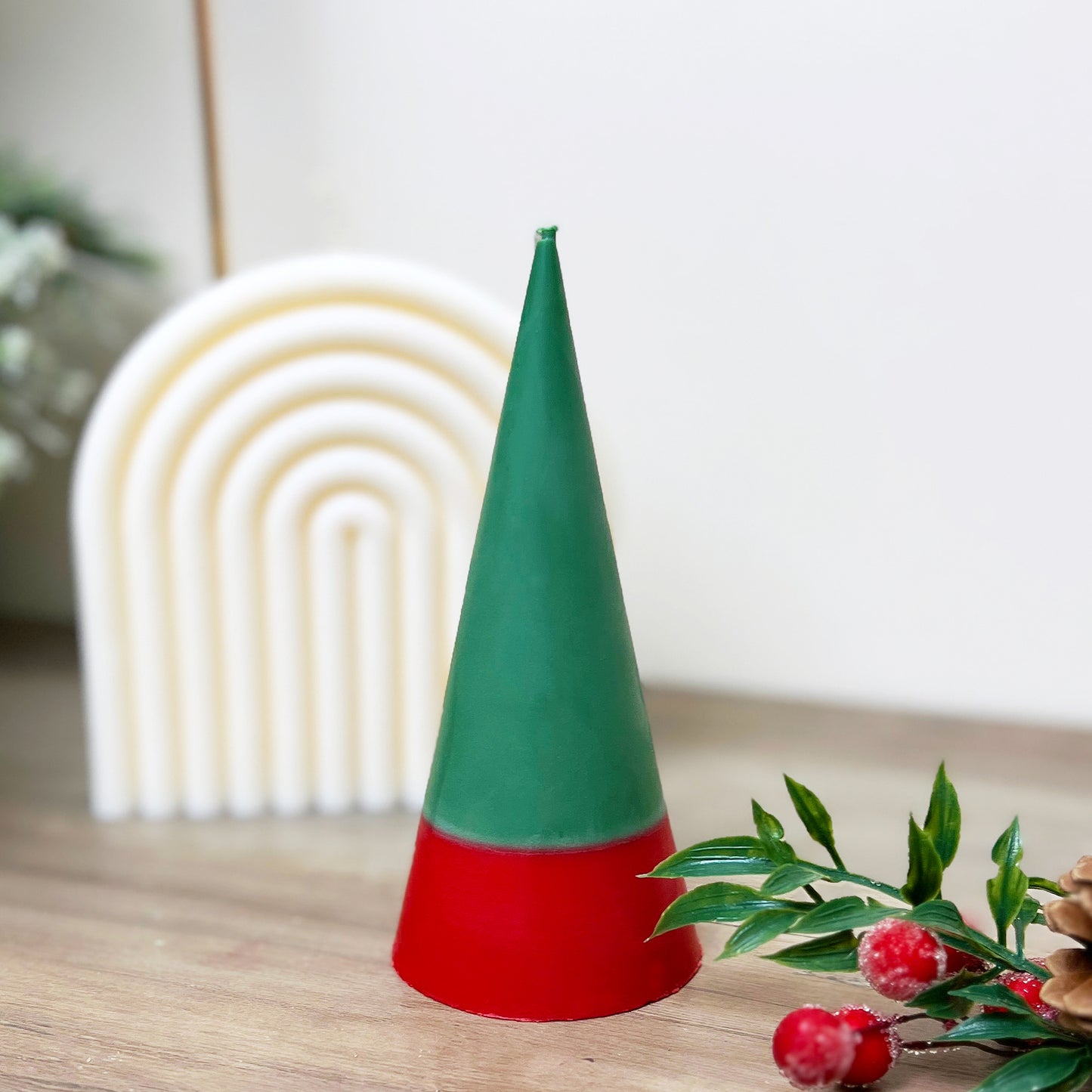 Red Christmas Pillar Candle - Red Two Tone Christmas Candles