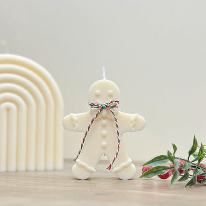 Christmas Gingerbread Man Candle - Gingerbread Scented White Christmas Candles