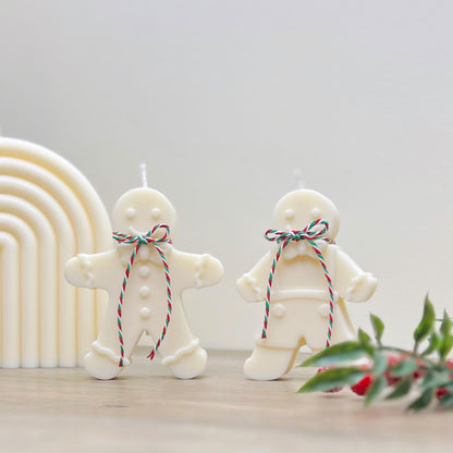 Christmas Gingerbread Man Candle - Gingerbread Scented White Christmas Candles