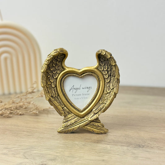 Gold Angel Wings Photo Frame - Gold Picture Frame - Remembrance Gift - Christening Gift