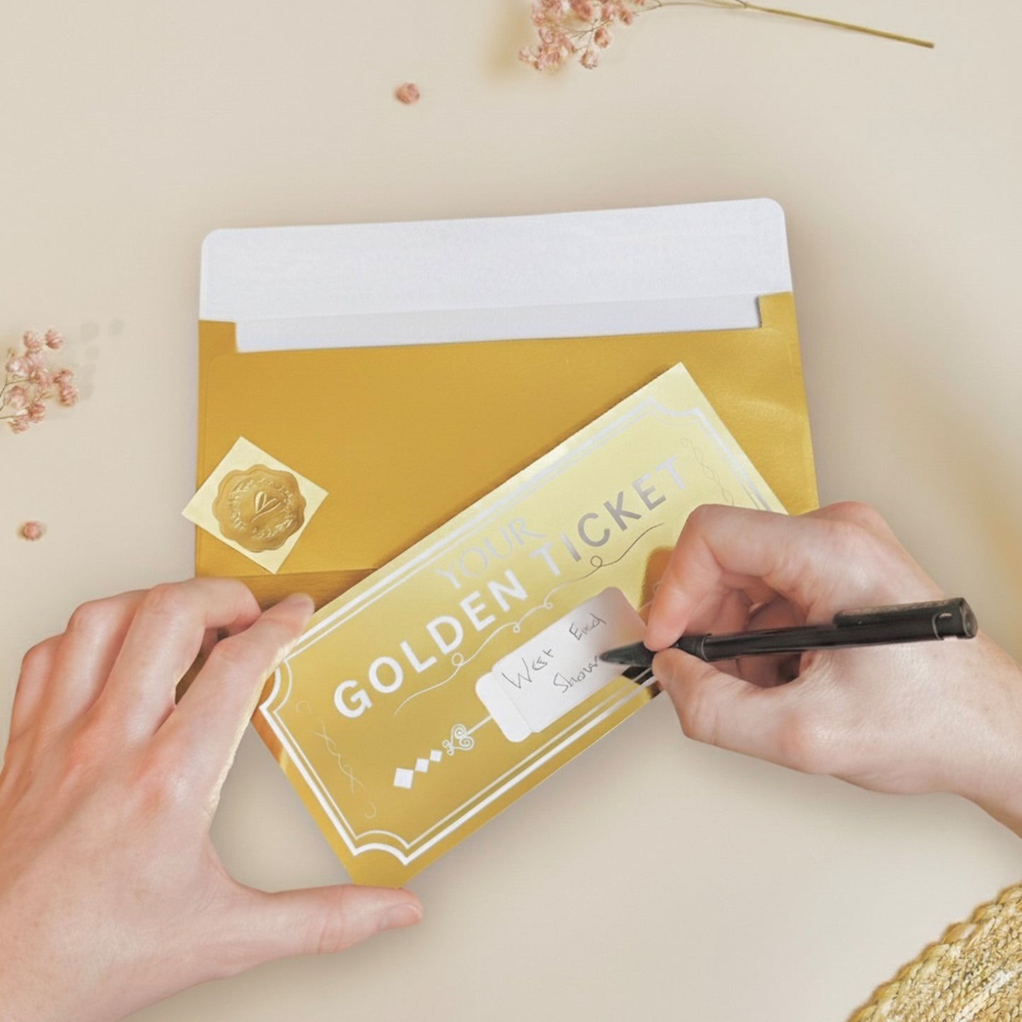 Golden Ticket Gift Voucher - Personalised Concert Ticket - Surprise Holiday Voucher