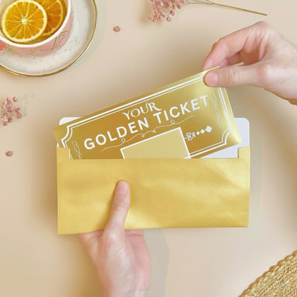 Golden Ticket Gift Voucher - Personalised Concert Ticket - Surprise Holiday Voucher