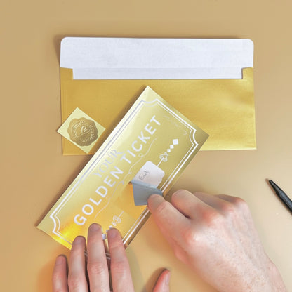 Golden Ticket Gift Voucher - Personalised Concert Ticket - Surprise Holiday Voucher