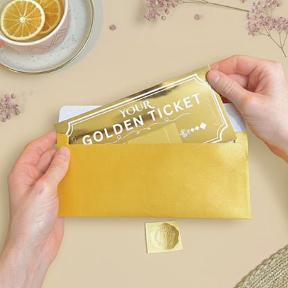 Golden Ticket Gift Voucher - Personalised Concert Ticket - Surprise Holiday Voucher