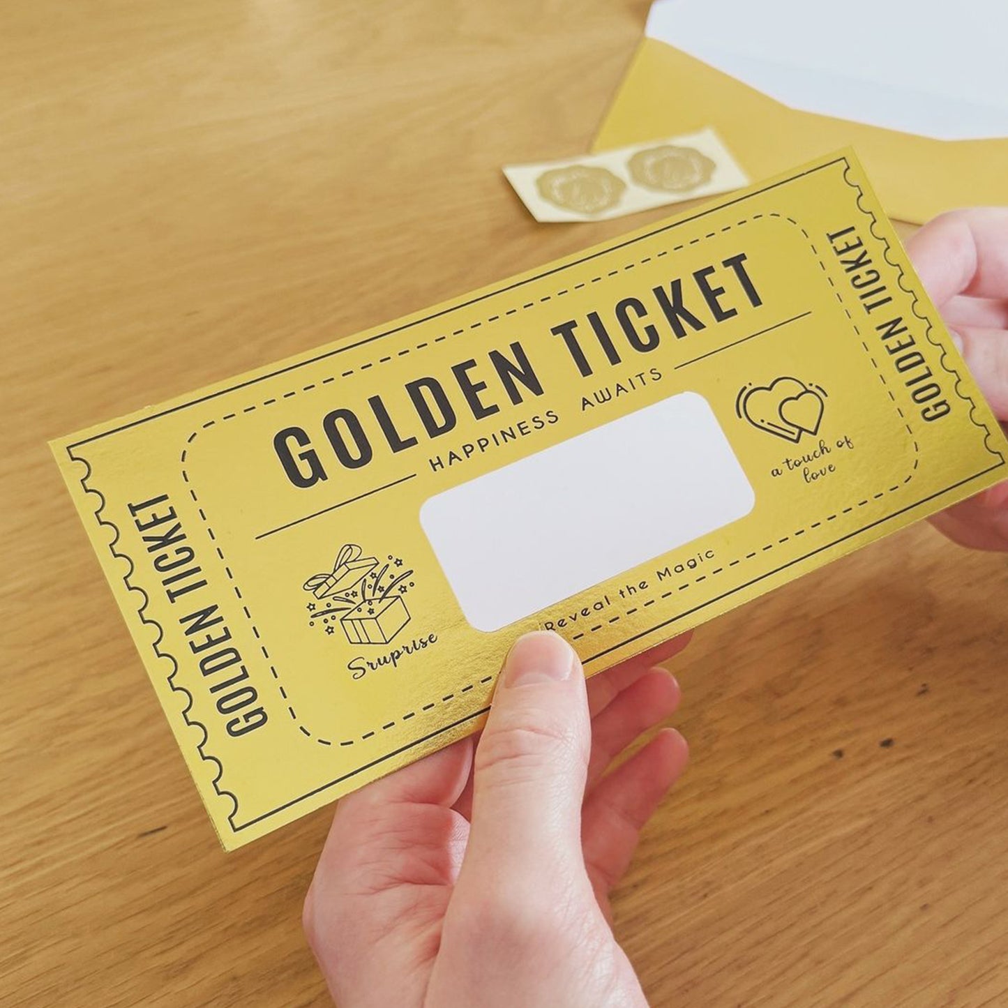 Golden Ticket Gift Voucher - Personalised Concert Ticket - Surprise Holiday Voucher