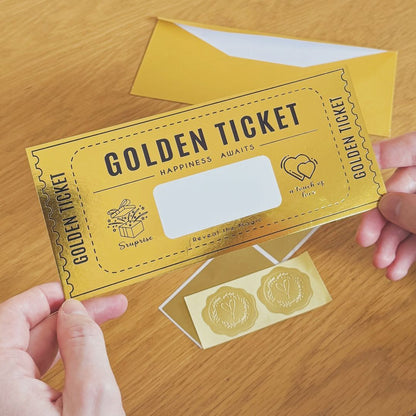 Golden Ticket Gift Voucher - Personalised Concert Ticket - Surprise Holiday Voucher