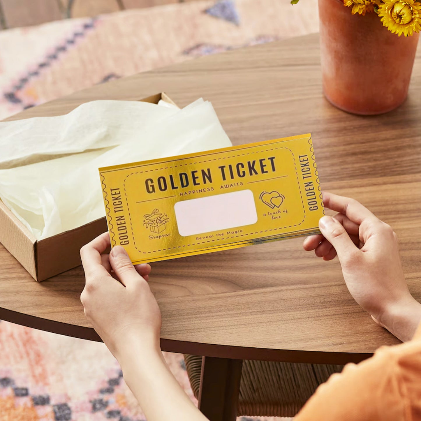 Golden Ticket Gift Voucher - Personalised Concert Ticket - Surprise Holiday Voucher