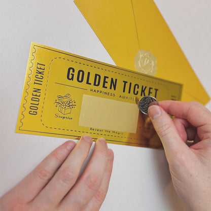 Golden Ticket Gift Voucher - Personalised Concert Ticket - Surprise Holiday Voucher