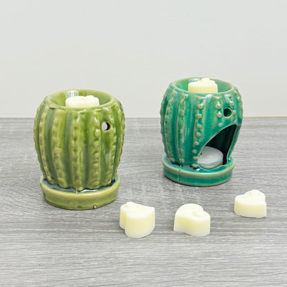 Cute Cactus Wax Burner with Wax Melts - Barrel Cactus Oil Burner Gift Set