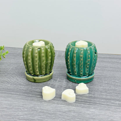 Cute Cactus Wax Burner with Wax Melts - Barrel Cactus Oil Burner Gift Set