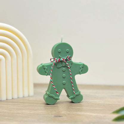 Green Christmas Gingerbread Man Candle - Gingerbread Scented Christmas Candles