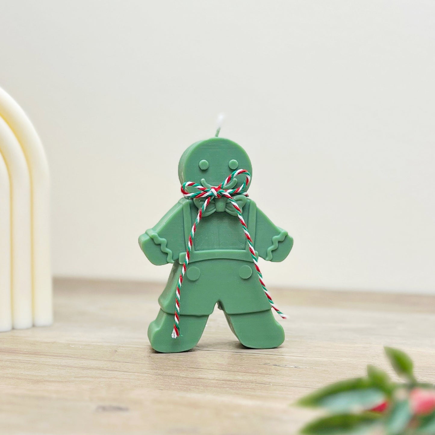 Green Christmas Gingerbread Man Candle - Gingerbread Scented Christmas Candles