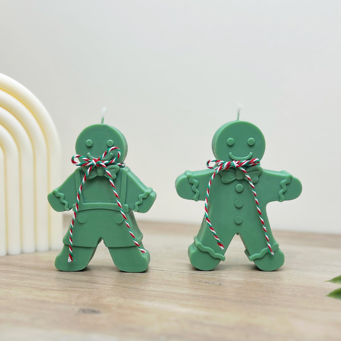 Green Christmas Gingerbread Man Candle - Gingerbread Scented Christmas Candles