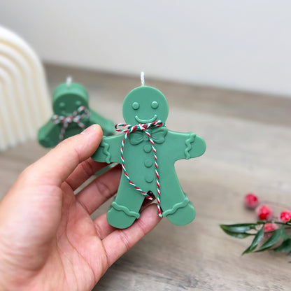 Green Christmas Gingerbread Man Candle - Gingerbread Scented Christmas Candles