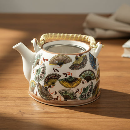 Traditional Herbal Tea Pot Set with Teapot with Tea Infuser & 6 Matching Tea Cups - Herbal Tea Gift Set