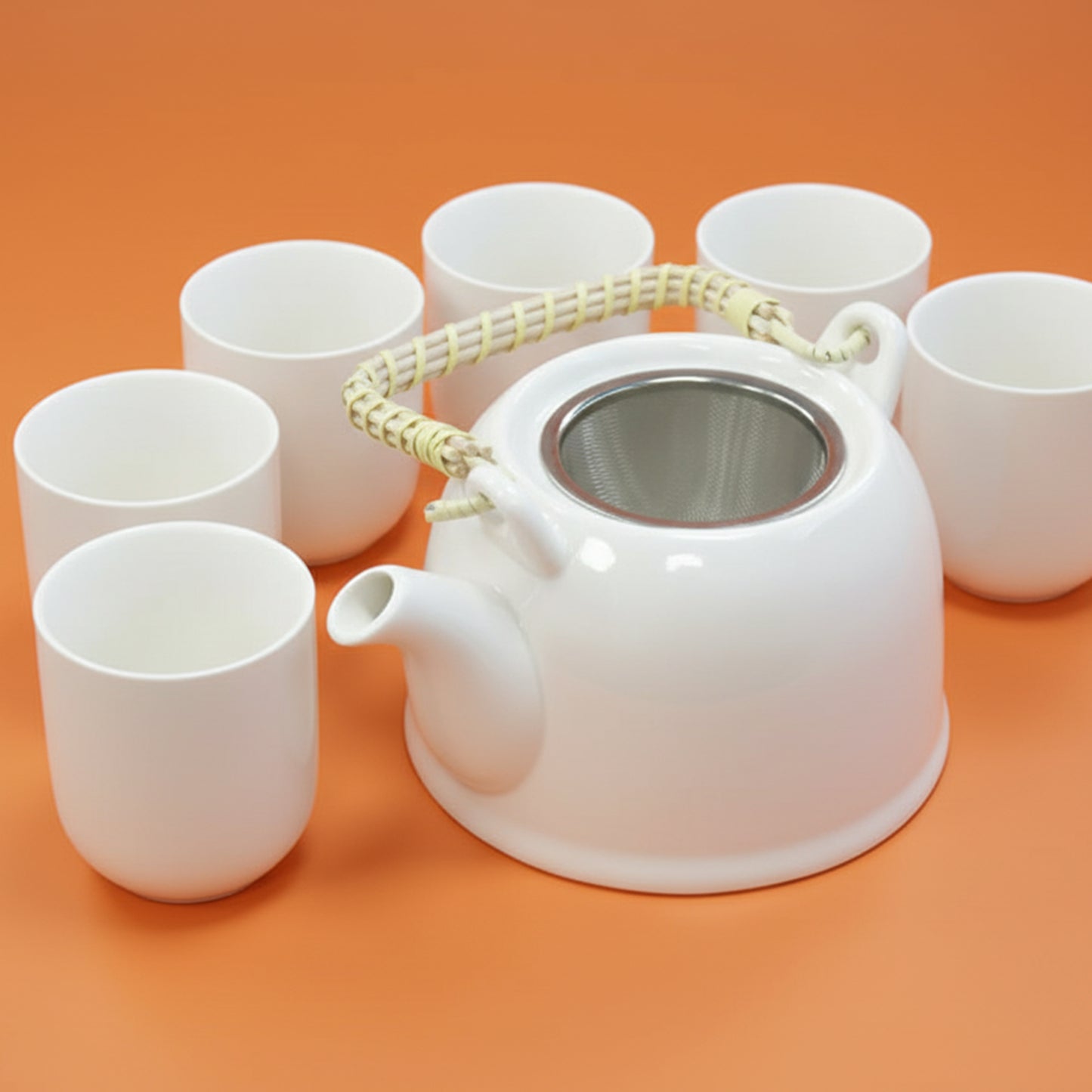 Traditional Herbal Tea Pot Set with Teapot with Tea Infuser & 6 Matching Tea Cups - Herbal Tea Gift Set