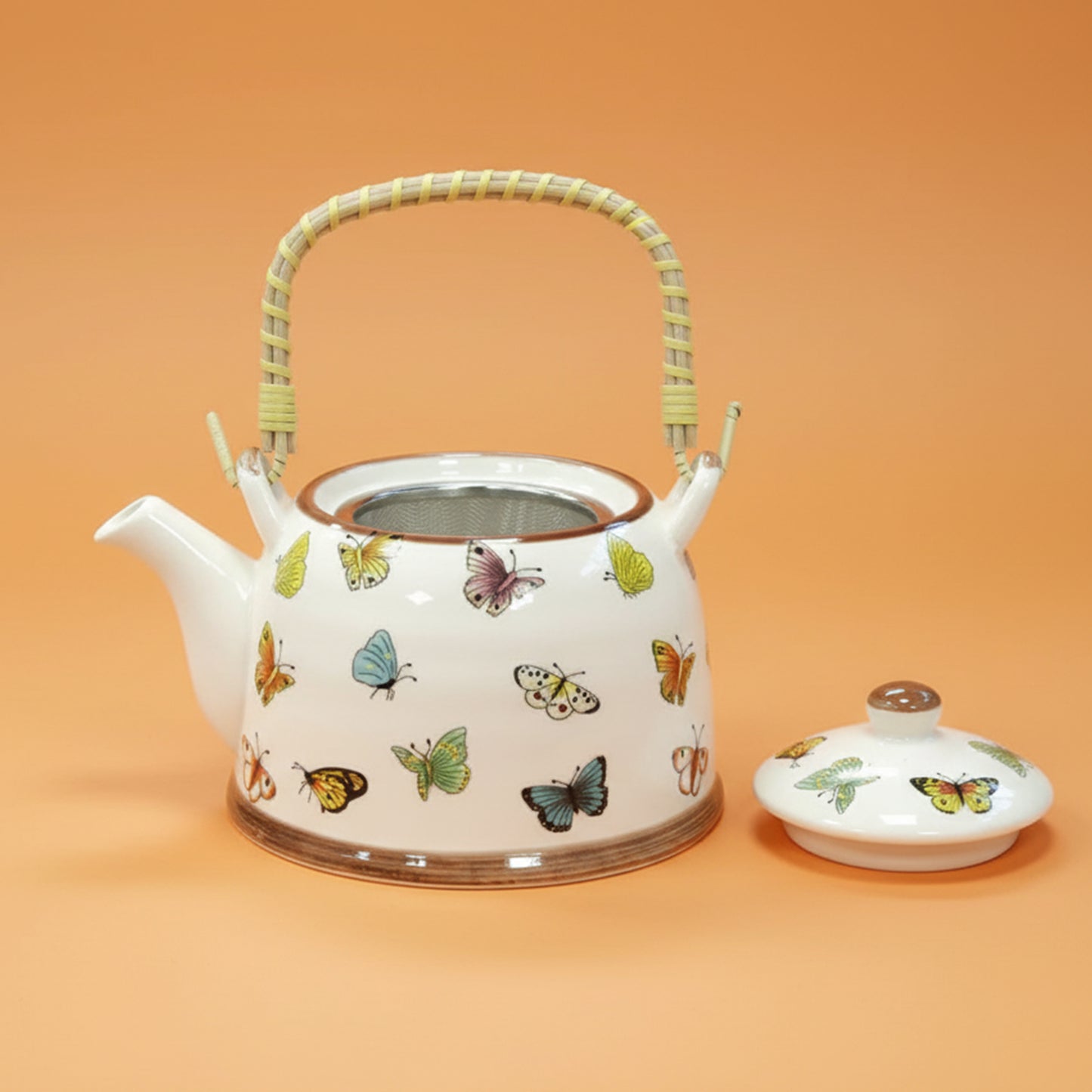 Traditional Herbal Tea Pot Set with Teapot with Tea Infuser & 6 Matching Tea Cups - Herbal Tea Gift Set