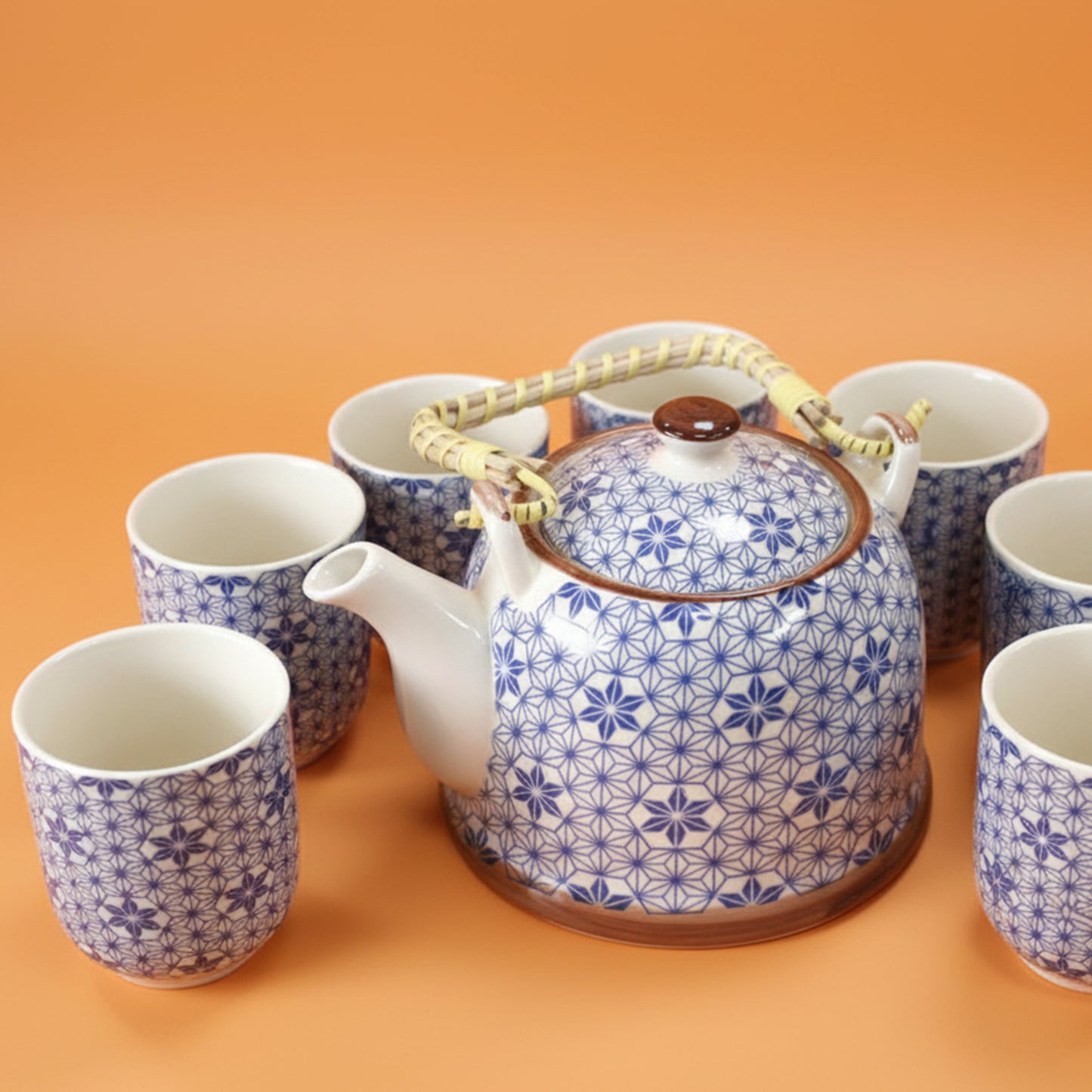 Traditional Herbal Tea Pot Set with Teapot with Tea Infuser & 6 Matching Tea Cups - Herbal Tea Gift Set