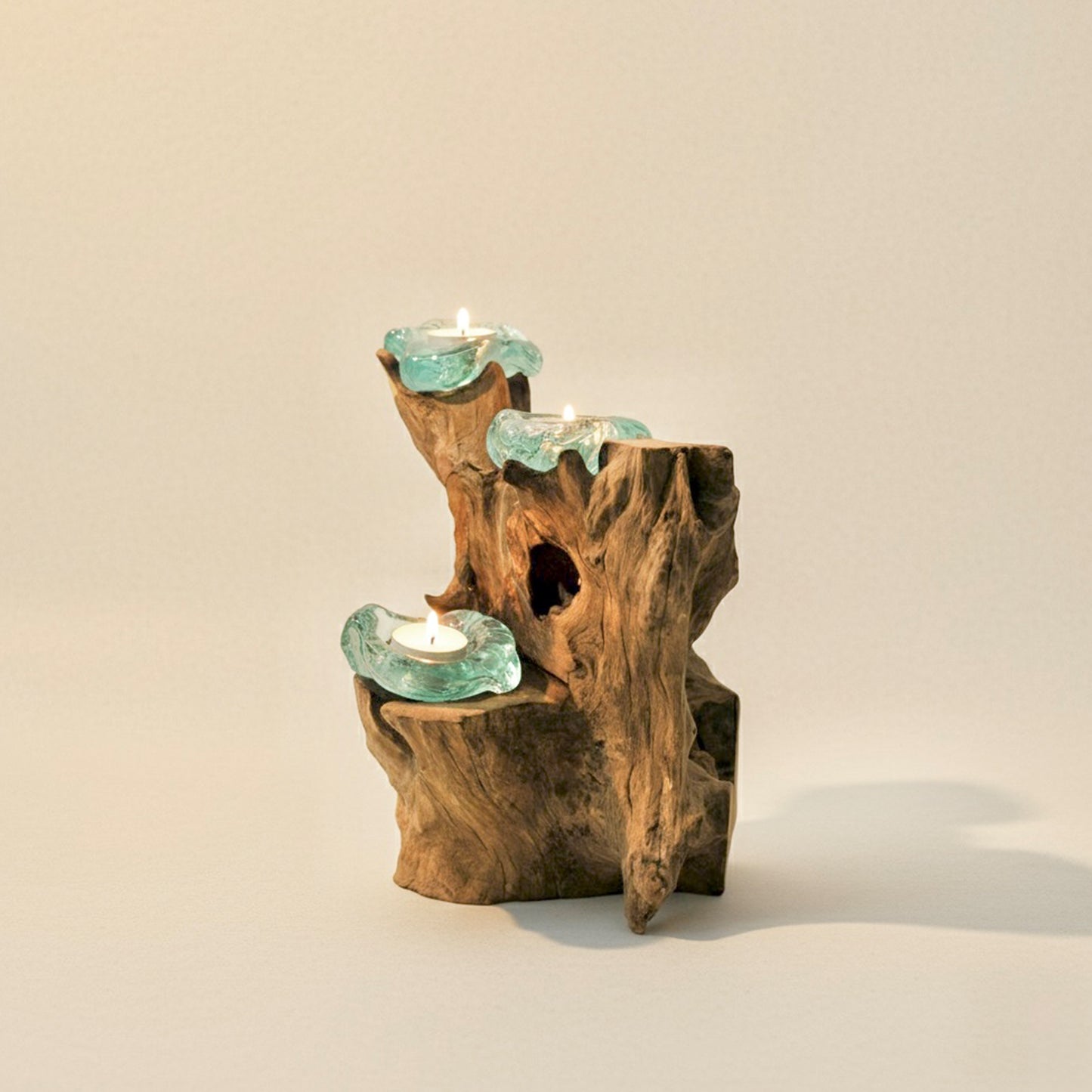 Melted Glass Tealight Holder - Molten Glass Candle Holder - Home Decor
