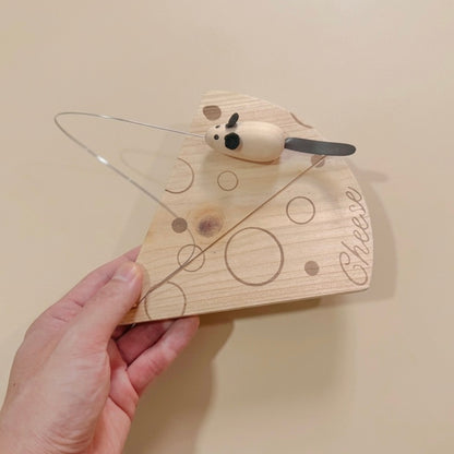 Cheese Board with Wire & Mouse - Cheese Serving Board with Cheese Cutter