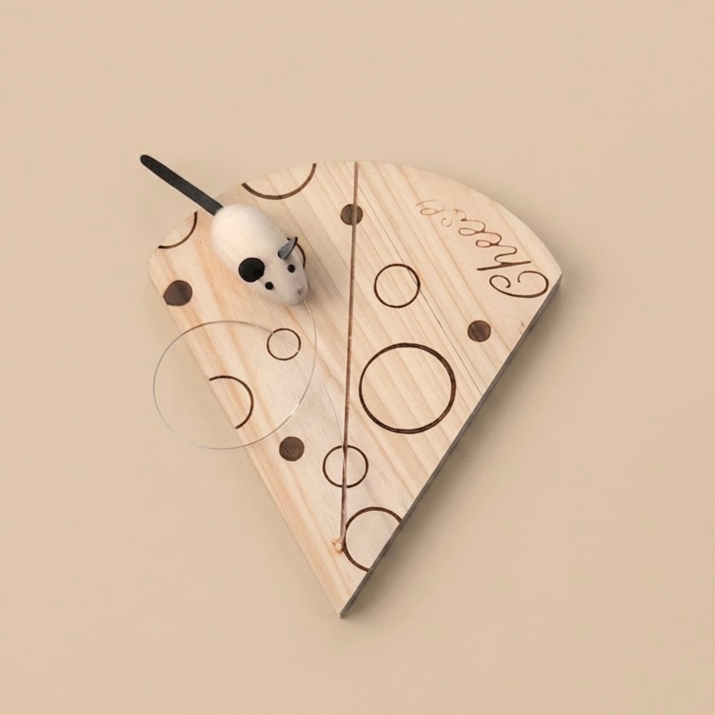 Cheese Board with Wire & Mouse - Cheese Serving Board with Cheese Cutter