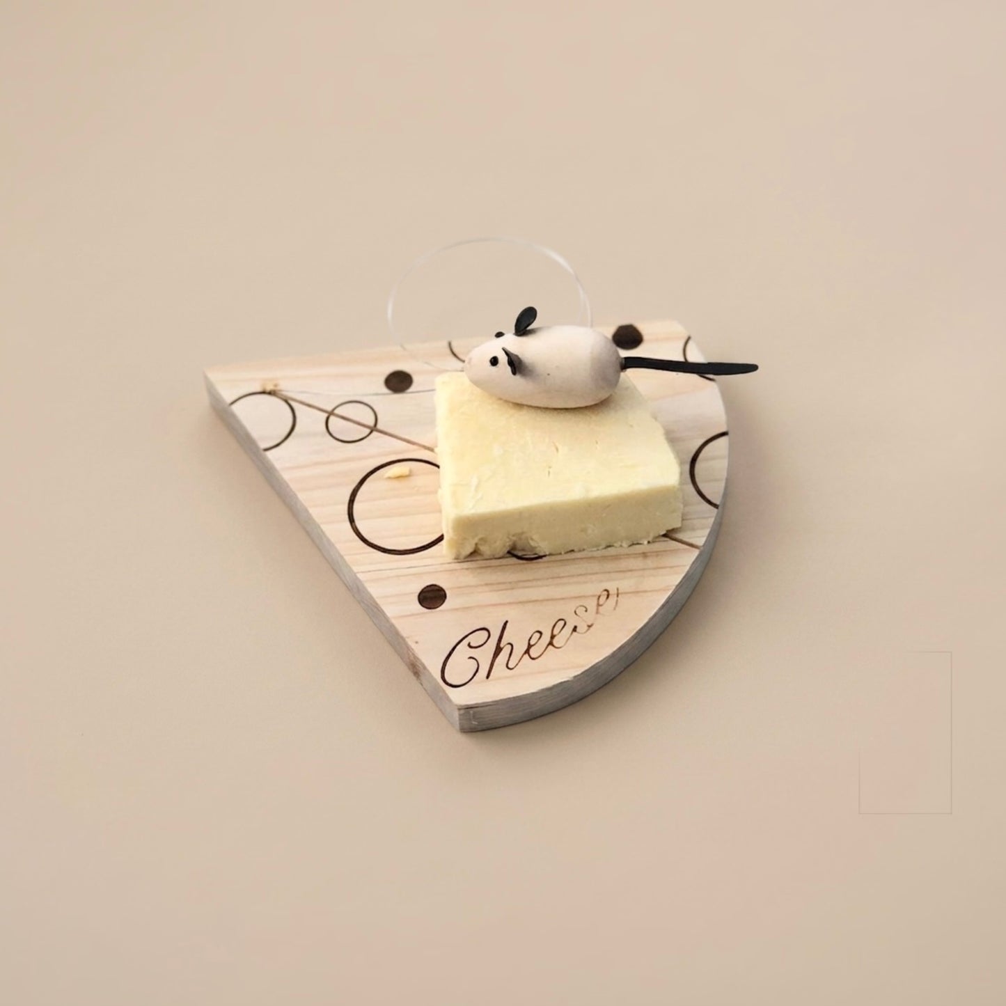 Cheese Board with Wire & Mouse - Cheese Serving Board with Cheese Cutter