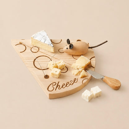 Cheese Board with Wire & Mouse - Cheese Serving Board with Cheese Cutter