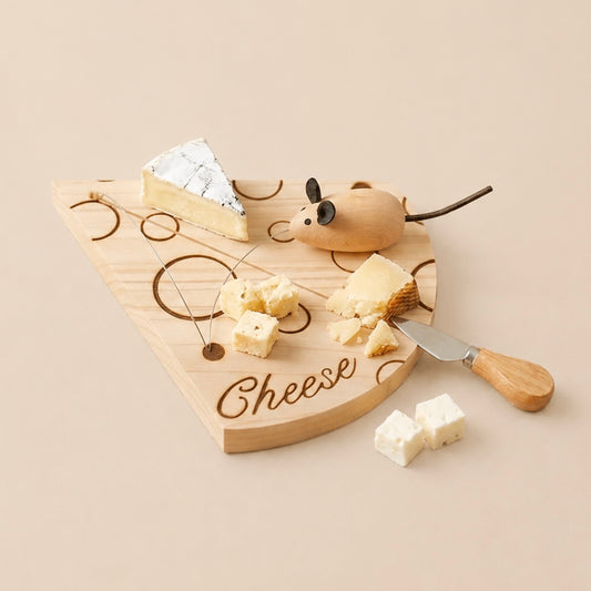 Cheese Board with Wire & Mouse - Cheese Serving Board with Cheese Cutter
