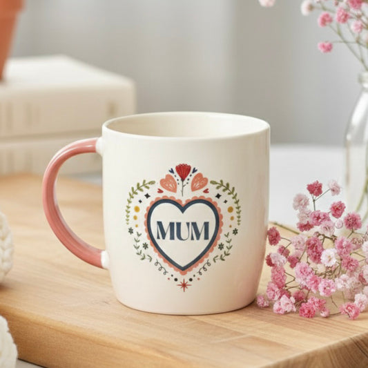 Heart Mum Gift for Mothers - Floral Mug Birthday Gift for Mum
