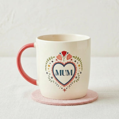 Heart Mum Gift for Mothers - Floral Mug Birthday Gift for Mum