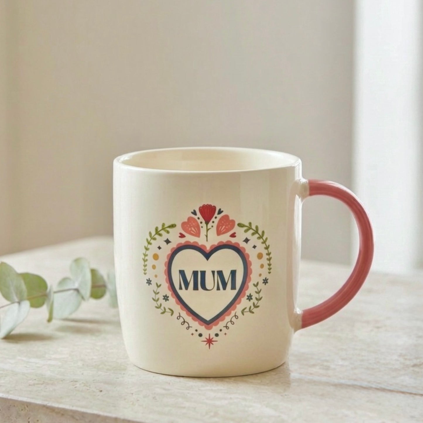 Heart Mum Gift for Mothers - Floral Mug Birthday Gift for Mum