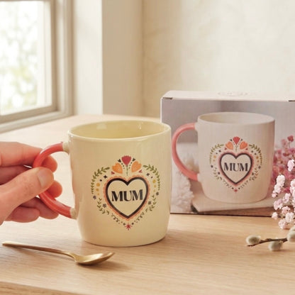 Heart Mum Gift for Mothers - Floral Mug Birthday Gift for Mum