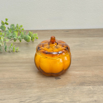 Glass Pumpkin Candle in Pot - Vanilla Scented Autumn Candle