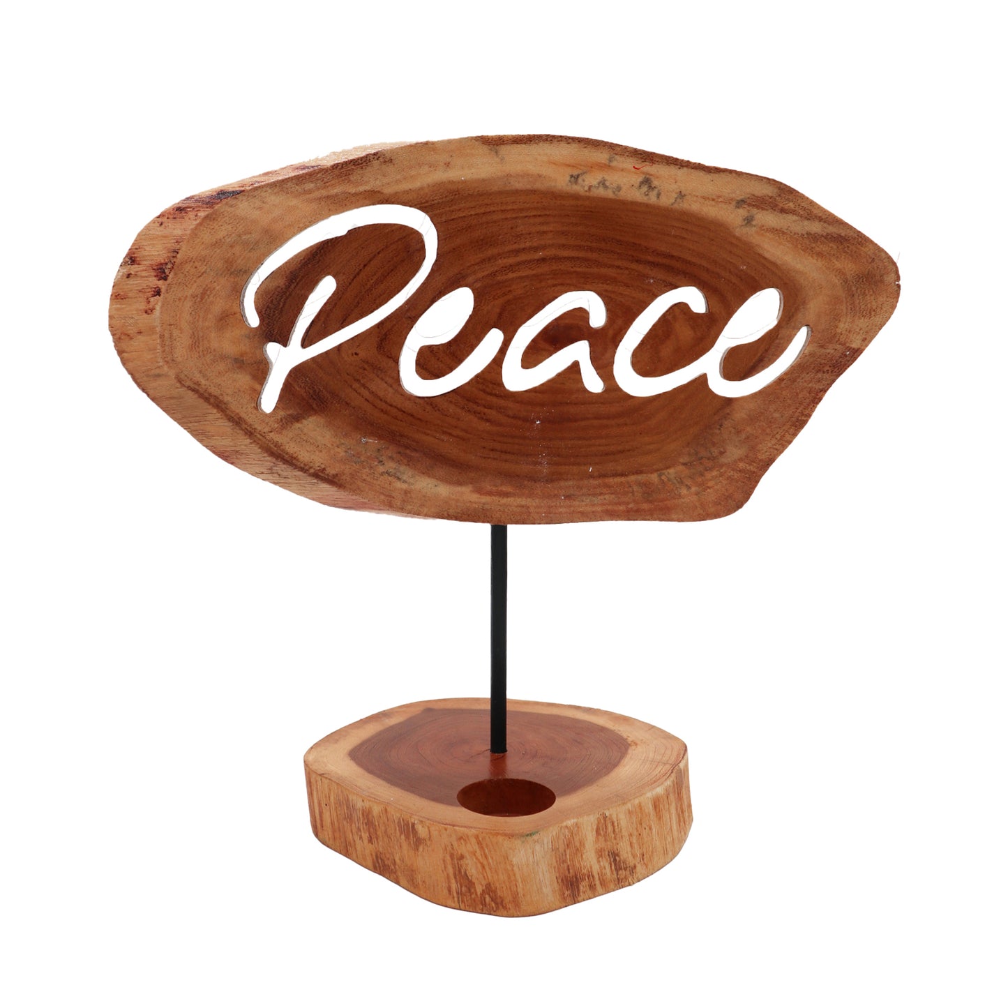 Peace Tealight Holder - Rustic Wooden Candle Holder - Peace Gifts